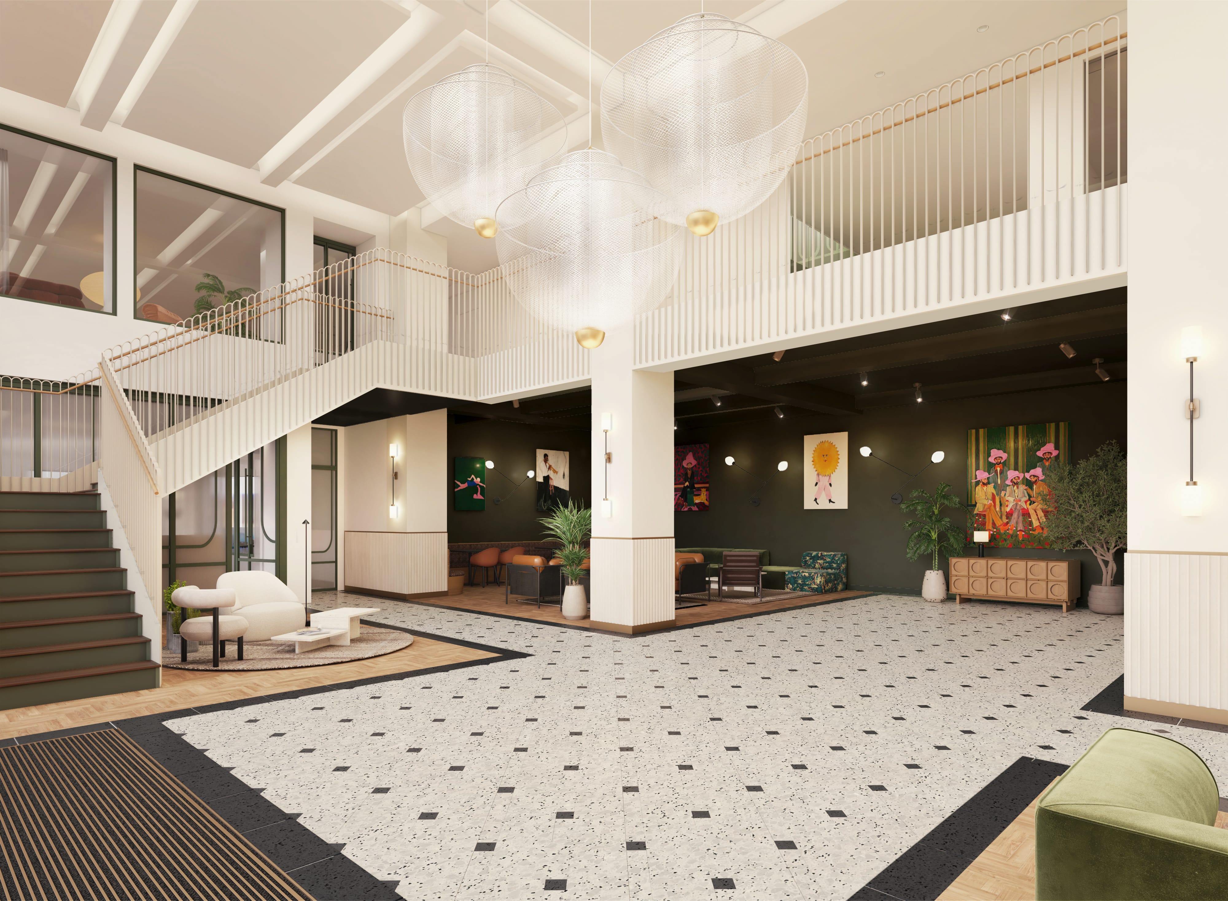 A CGI render of the proposed reception space in Sunlight House