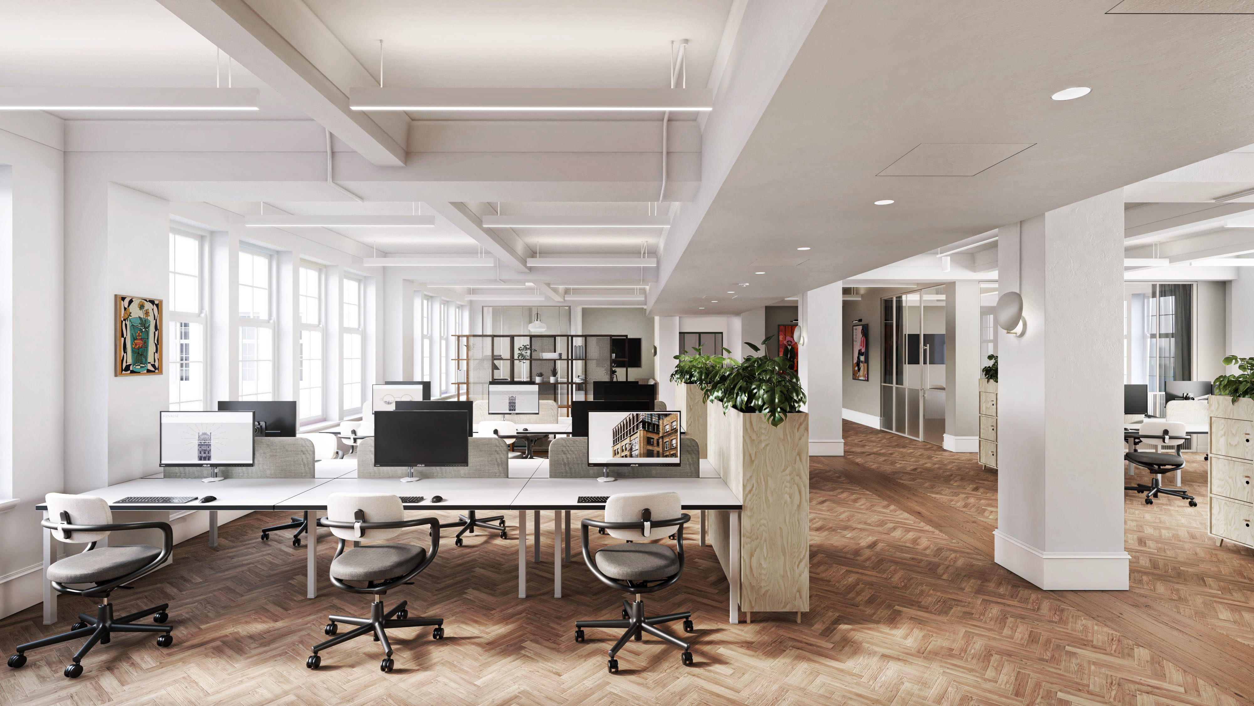 A CGI render of Sunlight House's Cat A office space